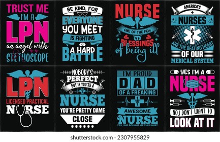 Nurse lettering typographic quotes t shirt design bundle, Nurse Custom Graphic T-shirt Design Template - Print svg