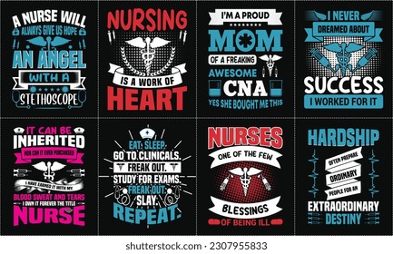 Nurse lettering typographic quotes t shirt design bundle, Nurse Custom Graphic T-shirt Design Template - Print 02