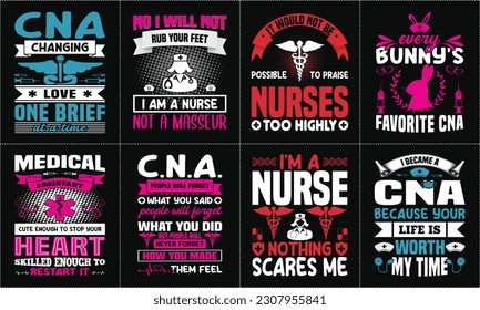Nurse lettering typographic quotes t shirt design bundle, Nurse Custom Graphic T-shirt Design Template - Print 04