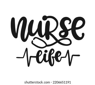 Nurse Life Hand Lettering Design Medical Stock Vector (Royalty Free ...