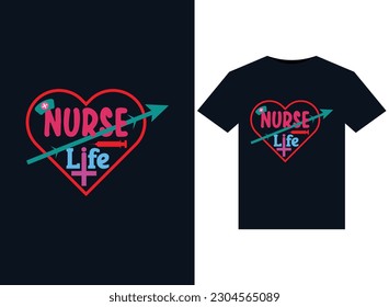 Nurse Life illustrations for print-ready T-Shirts design