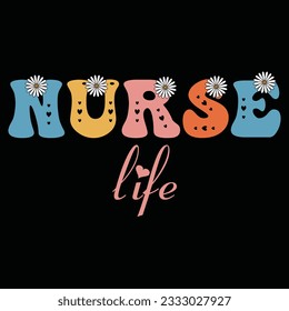  Nurse life retro nurse sublimation t shirt design, groovy nurse design
