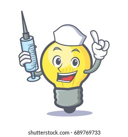 Nurse light bulb character cartoon