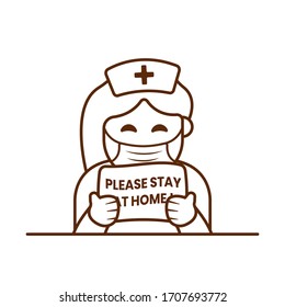 Nurse Line Art Vector Illustration Medical Stock Vector Royalty Free