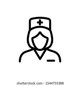 Nurse line flat vector icon for mobile application, button and website design. Illustration isolated on white background. EPS 10 design, logo, app, infographic.