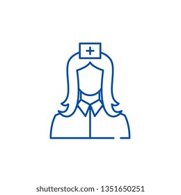 Nurse line icon concept. Nurse flat  vector symbol, sign, outline illustration.