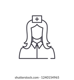 Nurse line icon concept. Nurse vector linear illustration, symbol, sign