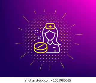 Nurse line icon. Halftone pattern. Medicine drugs sign. Pharmacy medication symbol. Gradient background. Nurse line icon. Yellow halftone pattern. Vector