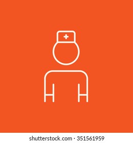 Nurse line icon for web, mobile and infographics. Vector white icon isolated on red background.