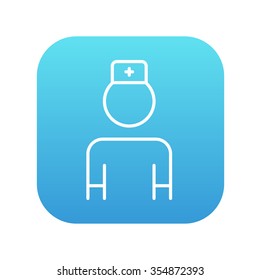 Nurse line icon for web, mobile and infographics. Vector white icon on the blue gradient square with rounded corners isolated on white background.