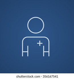 Nurse line icon for web, mobile and infographics. Vector light blue icon isolated on blue background.