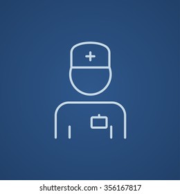 Nurse line icon for web, mobile and infographics. Vector light blue icon isolated on blue background.