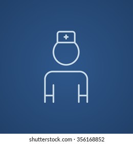 Nurse line icon for web, mobile and infographics. Vector light blue icon isolated on blue background.