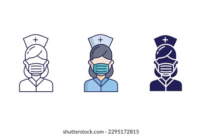 Nurse line and solid illustration icon