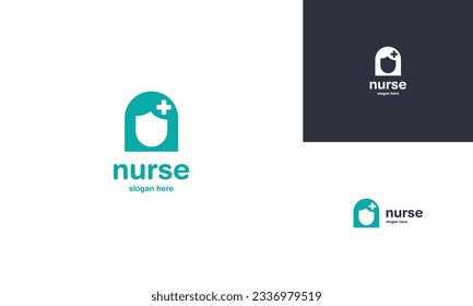 Logo-Design der Krankenschwester, Frau kombinieren mit Gesundheit-Cross-Logo moderne Konzeption