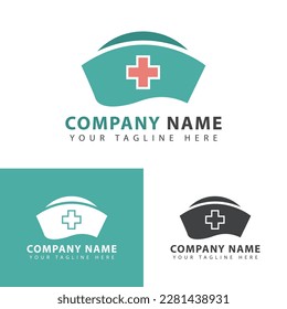 Nurse logo vector design. Nurse hat icon. Simple flat style design.