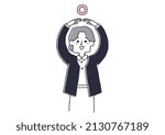 A nurse making a circle gesture by hand, a comical handwritten person, a vector, and simple coloring of line drawings.
