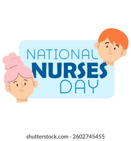 Nurse and Male Nurse Heads with Lettering for National Nurses Day