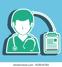 nurse man and clinic history isolated icon design, vector illustration  graphic 