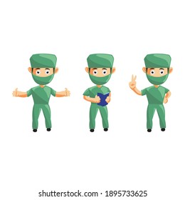 Nurse Man hospital character clothes healthcare mascot Set
