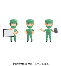 Nurse Man hospital character clothes healthcare mascot Set