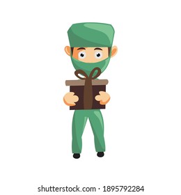 Nurse Man hospital character clothes healthcare mascot Bring Gift