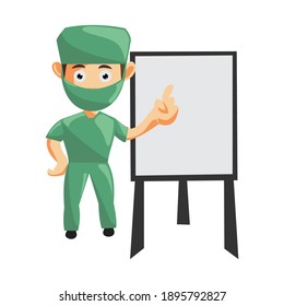 Nurse Man hospital character clothes healthcare mascot With Blank Board