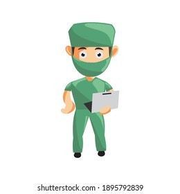Nurse Man hospital character clothes healthcare mascot Hold Laptop