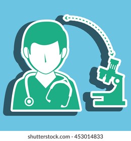 nurse man and microscope isolated icon design, vector illustration  graphic 
