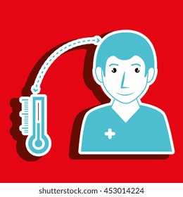 nurse man and thermometer isolated icon design, vector illustration  graphic 