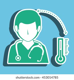 nurse man and thermometer isolated icon design, vector illustration  graphic 