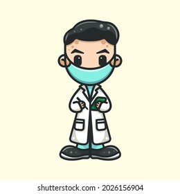 nurse with mask for character, icon, logo, sticker and illustration.