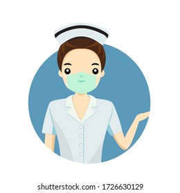 Nurse with a mask in the time of COVID,  Nurse  posture, Nurse give the direction, Nurse give the information