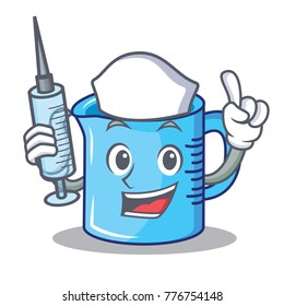 Nurse measuring cup character cartoon