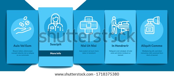 Nurse Medical Aid Onboarding\
Mobile App Page Screen Vector. Nurse Hat And Stethoscope, Pulse\
Cardiogram And Patch, Suturing Wounds And Inhaler Color\
Illustrations