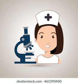 nurse medical microscope woman graphic vector illustration