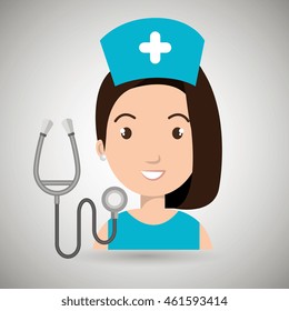 nurse medical stethoscope woman graphic vector illustration