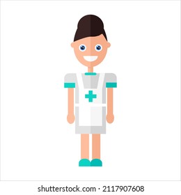 Enfermera con uniforme médico. Ilustración vectorial plana de enfermería