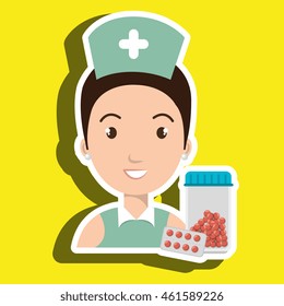 nurse medical uniform woman graphic vector illustration