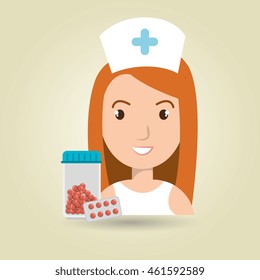 nurse medical uniform woman graphic vector illustration