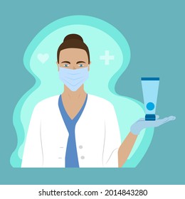 Nurse with medications for emergency. flat style vector illustration. First aid concept.