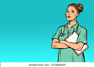 nurse. Medicine and health. Pop art retro vector illustration vintage kitsch