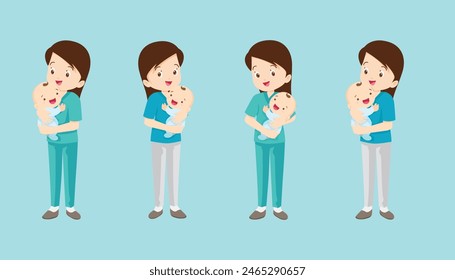 nurse or Midwife holding baby in arms