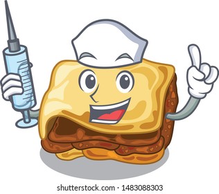 Nurse moussaka is cooked in cartoon style