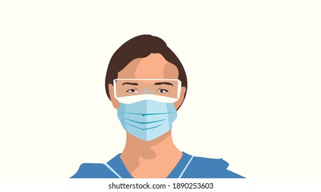 Nurse NHS Vector Poster With Mask Covid