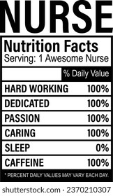 Nurse Nutrition Facts T-shirt Design