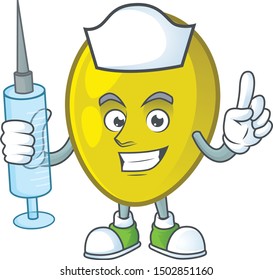 Nurse olive cartoon character on white background