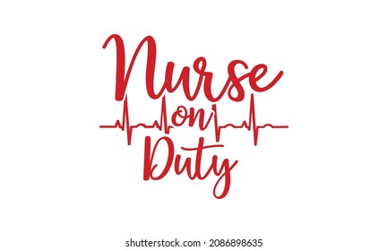 nurse on duty with pulse abstract monogram vector logo template
