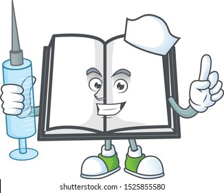 Nurse open book with character mascot style