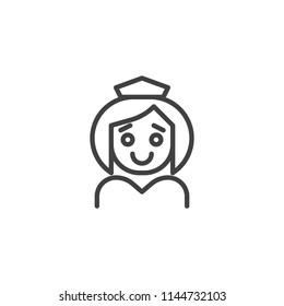 Nurse outline icon. linear style sign for mobile concept and web design. Medical Assistant simple line vector icon. Symbol, logo illustration. Pixel perfect vector graphics